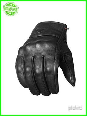 Men's Leather Motorcycle Gloves Touchscreen Non-Slip Knuckle Protection